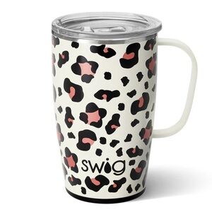 Swig Leopard Print Insulated Mug - Rose Pink and Black